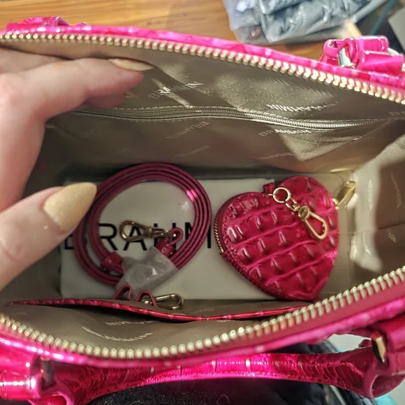 Brahmin Fuchsia Crocodile-Embossed Satchel - Picture 3 of 7